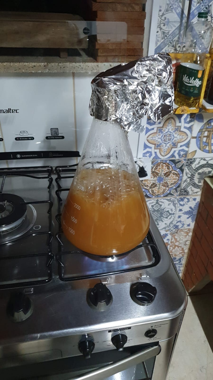 Starter de levedura em erlenmeyer
